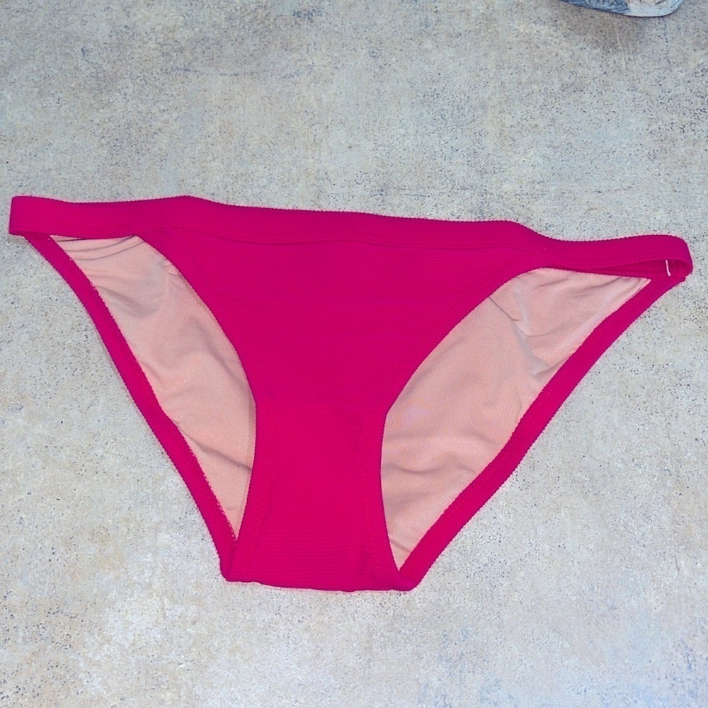 NWT J. Crew Curved Waist Cheeky Bikini Bottom Pink Textured Size S